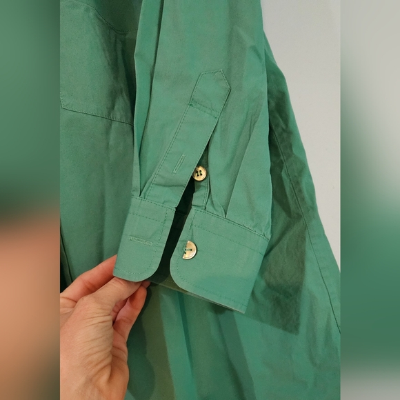Women's Lafayette 148 New York Green Button-down M/L shirt - Picture 4 of 4